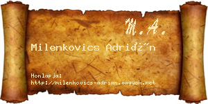 Milenkovics Adrián névjegykártya